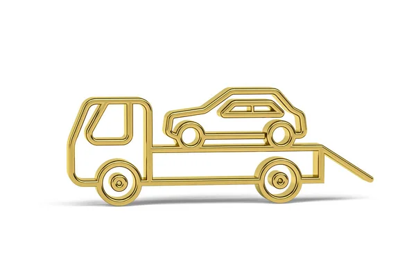 Goldenes Autotransporter Symbol Isoliert Auf Weißem Hintergrund Render — Stockfoto