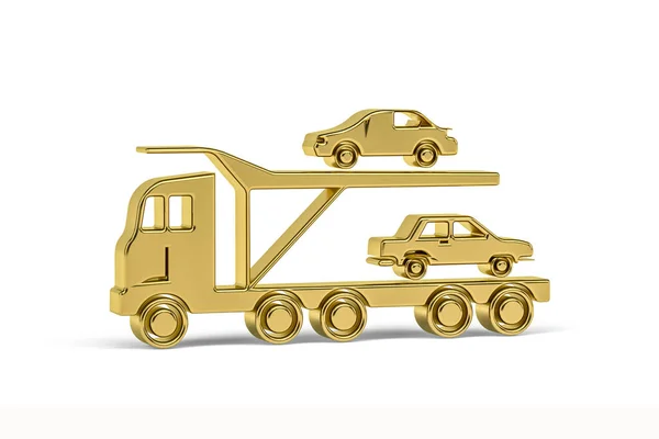 Goldenes Autotransporter Symbol Isoliert Auf Weißem Hintergrund Render — Stockfoto