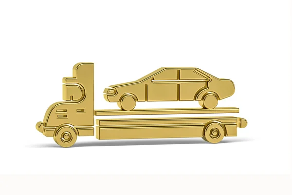 Goldenes Autotransporter Symbol Isoliert Auf Weißem Hintergrund Render — Stockfoto