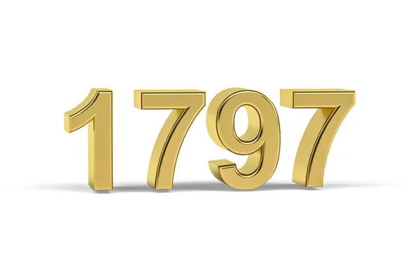 Goldene Zahl 1797 Baujahr 1797 Isoliert Auf Weißem Hintergrund Renderer — Stockfoto