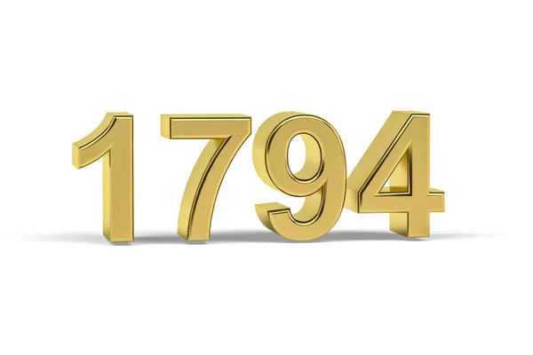Golden Number 1794 Jaar 1794 Geïsoleerd Witte Achtergrond Render — Stockfoto