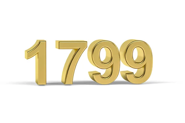 Golden Number 1799 Jaar 1799 Geïsoleerd Witte Achtergrond Render — Stockfoto