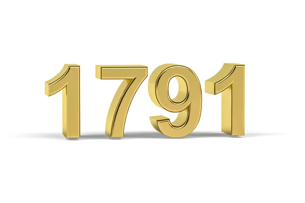 Golden Number 1791 Jaar 1791 Geïsoleerd Witte Achtergrond Render — Stockfoto