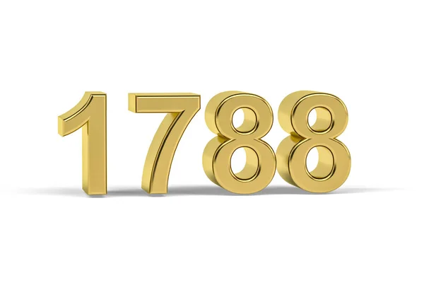 Golden Number 1788 Jaar 1788 Geïsoleerd Witte Achtergrond Render — Stockfoto