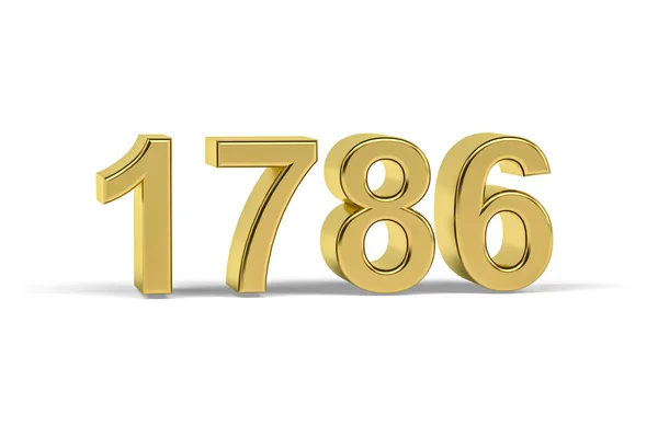 Golden Number 1786 Jaar 1786 Geïsoleerd Witte Achtergrond Render — Stockfoto