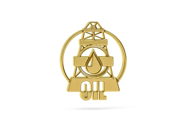 Goldene Ölplattform Symbol Isoliert Auf Weißem Hintergrund Render — Stockfoto