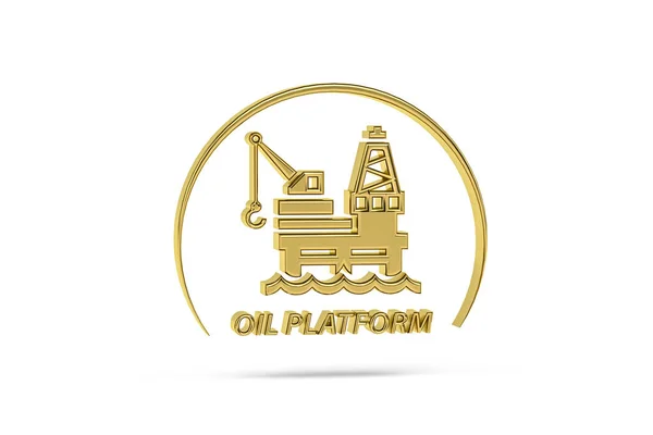 Goldene Ölplattform Symbol Isoliert Auf Weißem Hintergrund Render — Stockfoto