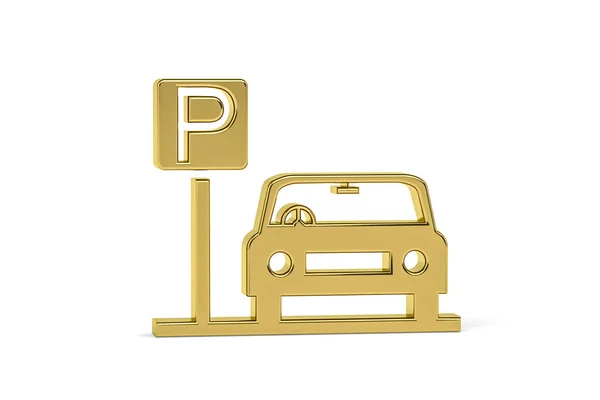 Golden Parkeringsikon Isolerad Vit Bakgrund Render — Stockfoto