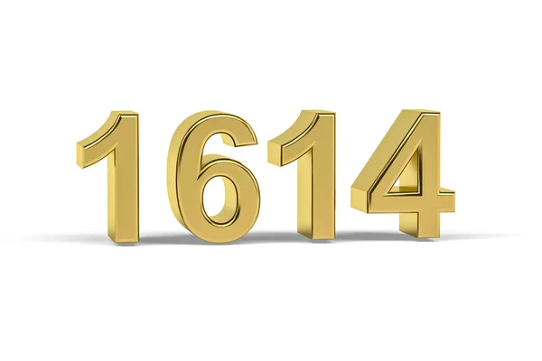 Золотий Номер 1614 Рік 1614 Ізольовано Білому Тлі Рендеринга — стокове фото