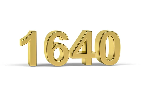 黄金の3D番号1640 白の背景に隔離された1640年 3Dレンダリング — ストック写真
