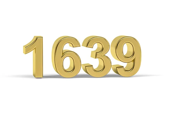 Goldene Zahl 1639 Baujahr 1639 Isoliert Auf Weißem Hintergrund Renderer — Stockfoto