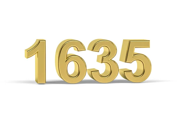 ゴールデン3D番号1635 白を背景に1635年 3Dレンダリング — ストック写真