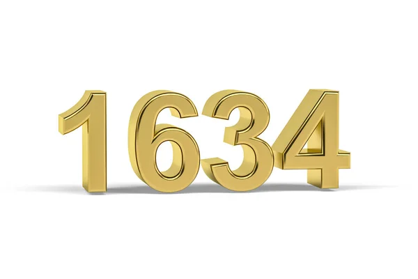 Golden Number 1634 Year 1634 Isolated White Background Render — Stock Photo, Image