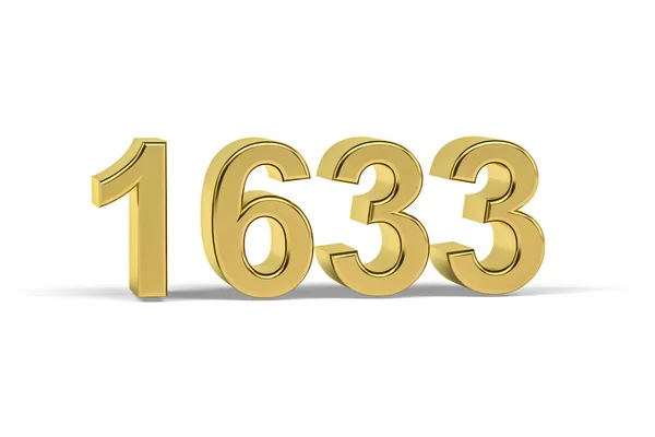 Zlaté Číslo 1633 Rok 1633 Izolované Bílém Pozadí Vykreslení — Stock fotografie