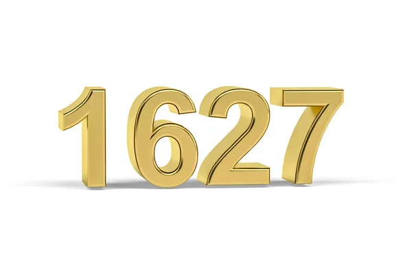 Golden Number 1627 Jaar 1627 Geïsoleerd Witte Achtergrond Render — Stockfoto