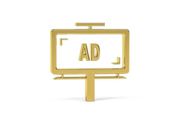 Goldenes Werbe Symbol Isoliert Auf Weißem Hintergrund Renderer — Stockfoto