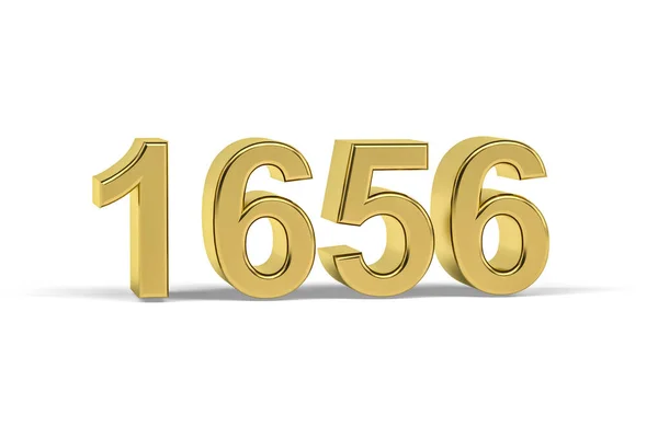 Golden Numero 1656 Anno 1656 Isolato Sfondo Bianco Rendering — Foto Stock
