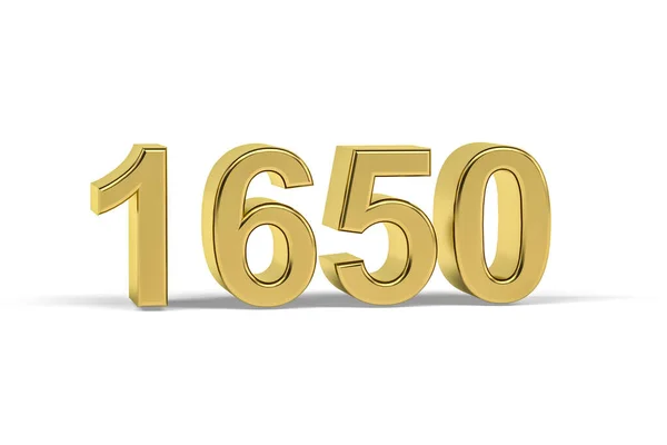 Número Dourado 1650 Ano 1650 Isolado Fundo Branco Renderização — Fotografia de Stock