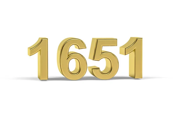 Goldene Zahl 1651 Baujahr 1651 Isoliert Auf Weißem Hintergrund Renderer — Stockfoto