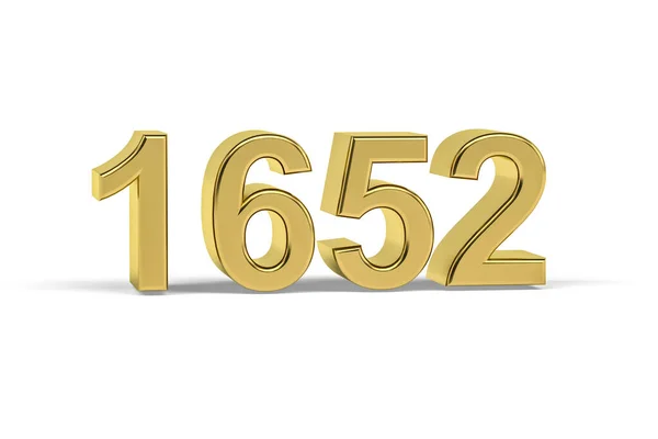Golden Numero 1652 Anno 1652 Isolato Sfondo Bianco Rendering — Foto Stock