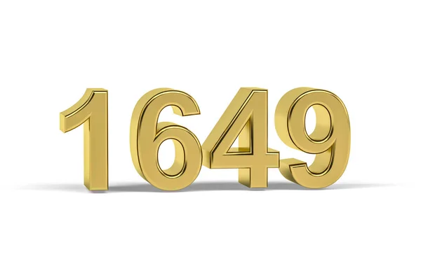 Zlaté Číslo 1649 Rok 1649 Izolované Bílém Pozadí Vykreslení — Stock fotografie