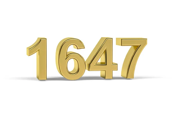 Golden Number 1647 Year 1647 Isolated White Background Render — Stock Photo, Image