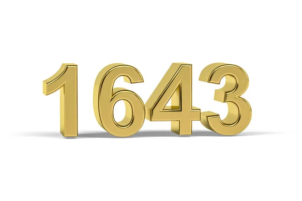 Золотое Трехмерное Число 1643 Год 1643 Изолирован Белом Фоне Трехмерное — стоковое фото