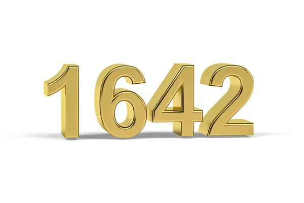 黄金の3D番号1642 白地に隔離された1642年 3Dレンダリング — ストック写真