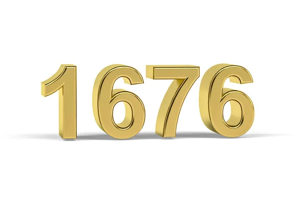 Золотий Номер 1676 Рік 1676 Ізольовано Білому Тлі Рендеринга — стокове фото