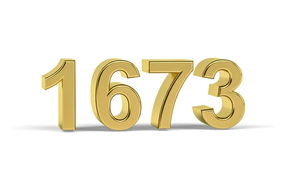 Golden Number 1673 Jaar 1673 Geïsoleerd Witte Achtergrond Render — Stockfoto