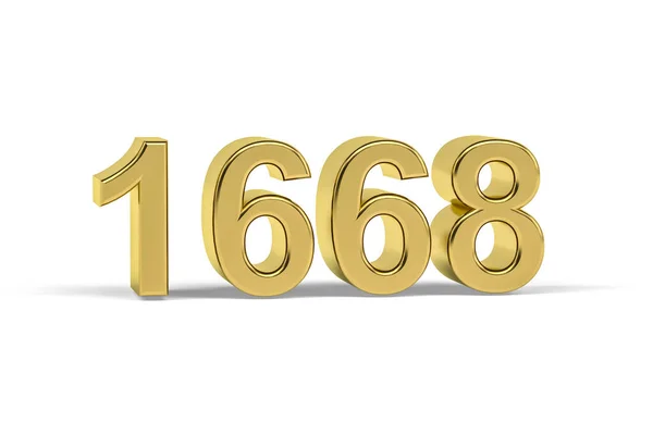 黄金の3D番号1668 白地に隔離された1668年 3Dレンダリング — ストック写真