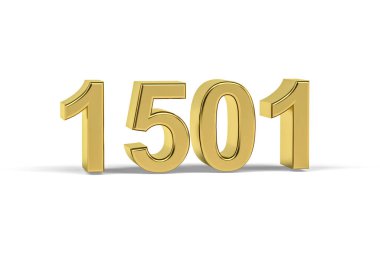 Altın 3D numara 1501 - 1501 Yılı Beyaz zemin üzerinde izole edilmiş - 3D oluşturma