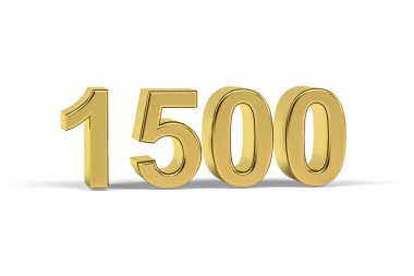 Altın 3D numara 1500 - 1500 Yıl Beyaz zemin üzerinde izole edilmiş - 3D oluşturma