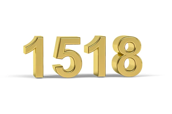 Золотое Трехмерное Число 1518 Год 1518 Выделенный Белом Фоне Трехмерное — стоковое фото