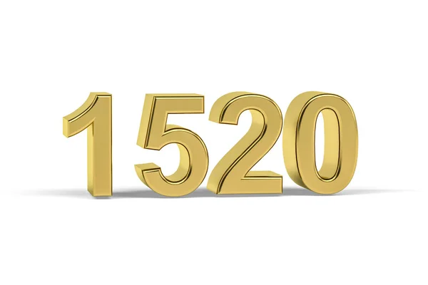 Golden Number 1520 Year 1520 Isolated White Background Render — Stock Photo, Image