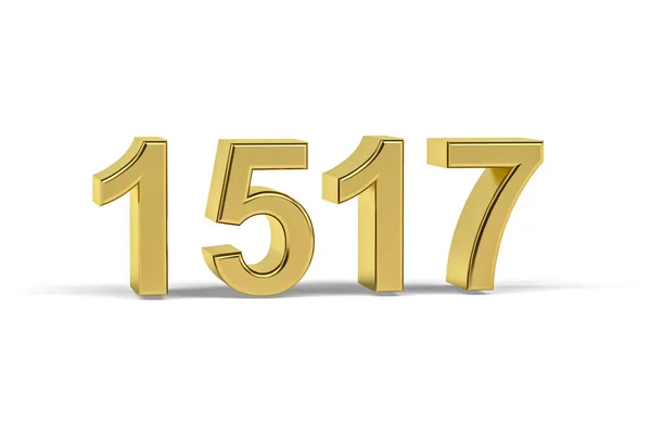 Золотое Трехмерное Число 1517 Год 1517 Изолирован Белом Фоне Трехмерное — стоковое фото