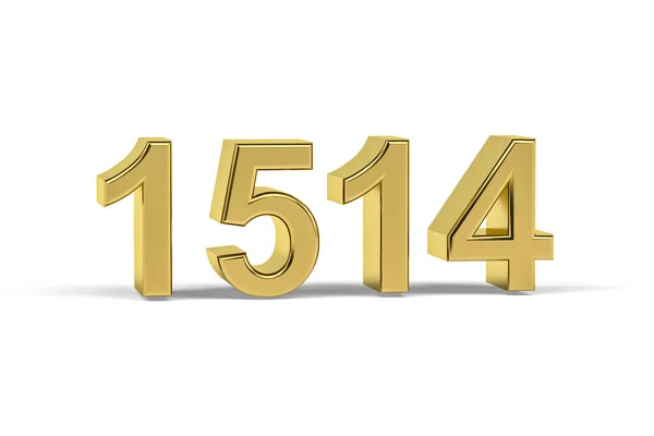 Золотое Трехмерное Число 1514 Год 1514 Изолирован Белом Фоне Трехмерное — стоковое фото
