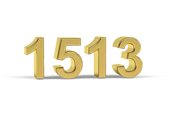 黄金の3D番号1513 白い背景に孤立年1513 3Dレンダリング — ストック写真