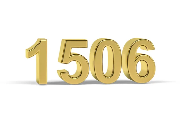 Golden Number 1506 Year 1506 Isolated White Background Render — Stock Photo, Image