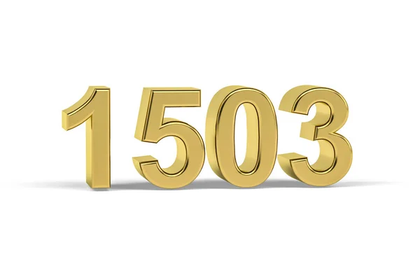 Golden Number 1503 Anno 1503 Isolato Sfondo Bianco Rendering — Foto Stock