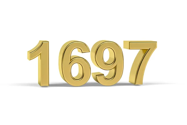 Золотое Трехмерное Число 1697 Год 1697 Изолирован Белом Фоне Трехмерное — стоковое фото
