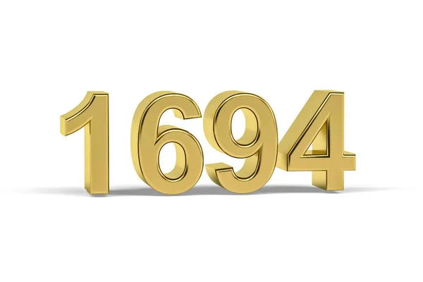 Golden Numéro 1694 Année 1694 Isolé Sur Fond Blanc Rendu — Photo