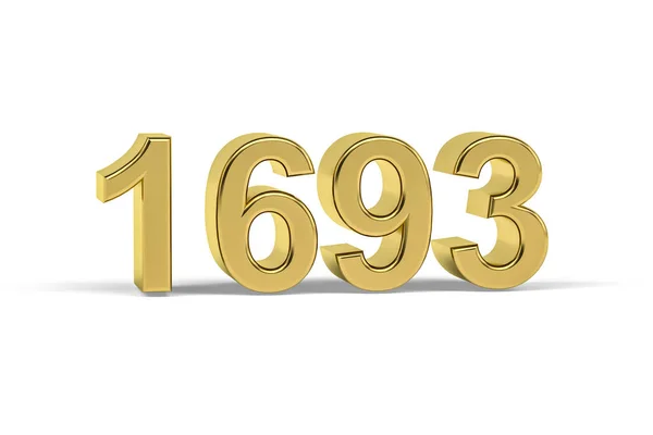 Золотое Трехмерное Число 1693 Год 1693 Изолирован Белом Фоне Трехмерное — стоковое фото