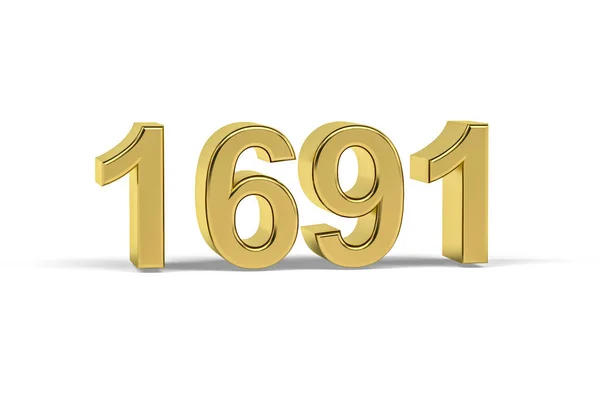 Золотое Трехмерное Число 1691 Год 1691 Изолирован Белом Фоне Трехмерное — стоковое фото