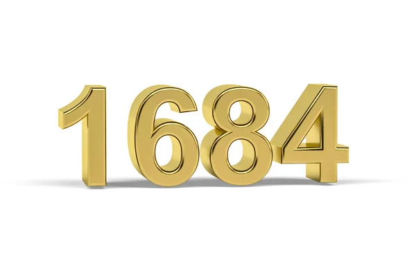 Goldene Zahl 1684 Baujahr 1684 Isoliert Auf Weißem Hintergrund Renderer — Stockfoto
