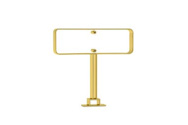 Beyaz arkaplanda izole edilmiş altın 3d yol işareti - 3d oluşturma