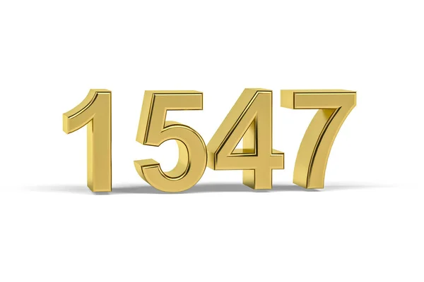 Número Dourado 1547 Ano 1547 Isolado Fundo Branco Renderização — Fotografia de Stock