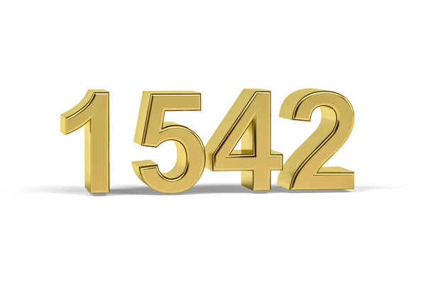 Golden Number 1542 Anno 1542 Isolato Sfondo Bianco Rendering — Foto Stock