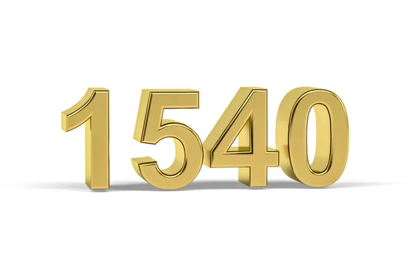 Golden Number 1540 Year 1540 Isolated White Background Render — Stock Photo, Image