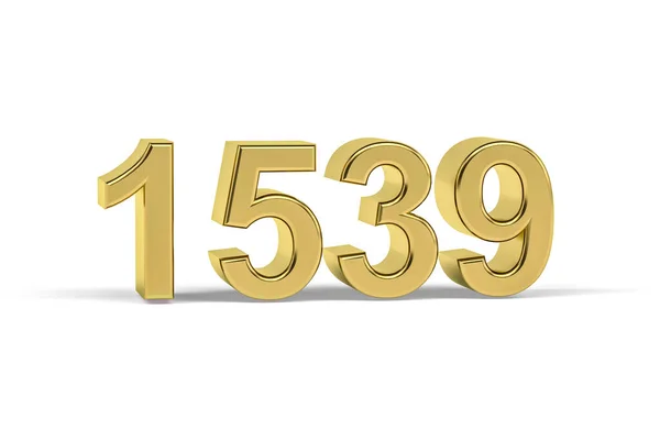 Gyllene Nummer 1539 1539 Isolerad Vit Bakgrund Render — Stockfoto